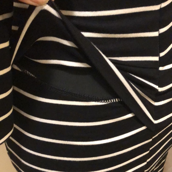 WHBM Striped V-Neck pretty collar crossover style stretchy spandex blend dress - Picture 7 of 15